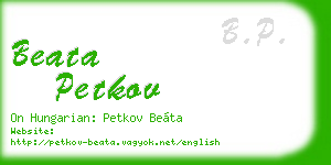 beata petkov business card